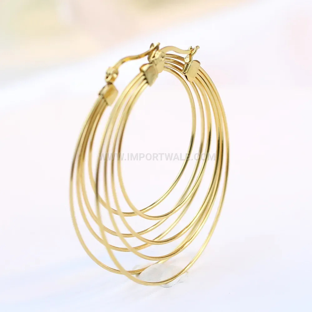 Chic 18K Gold Plated Stainless Steel Large Swirl Hoop Earrings