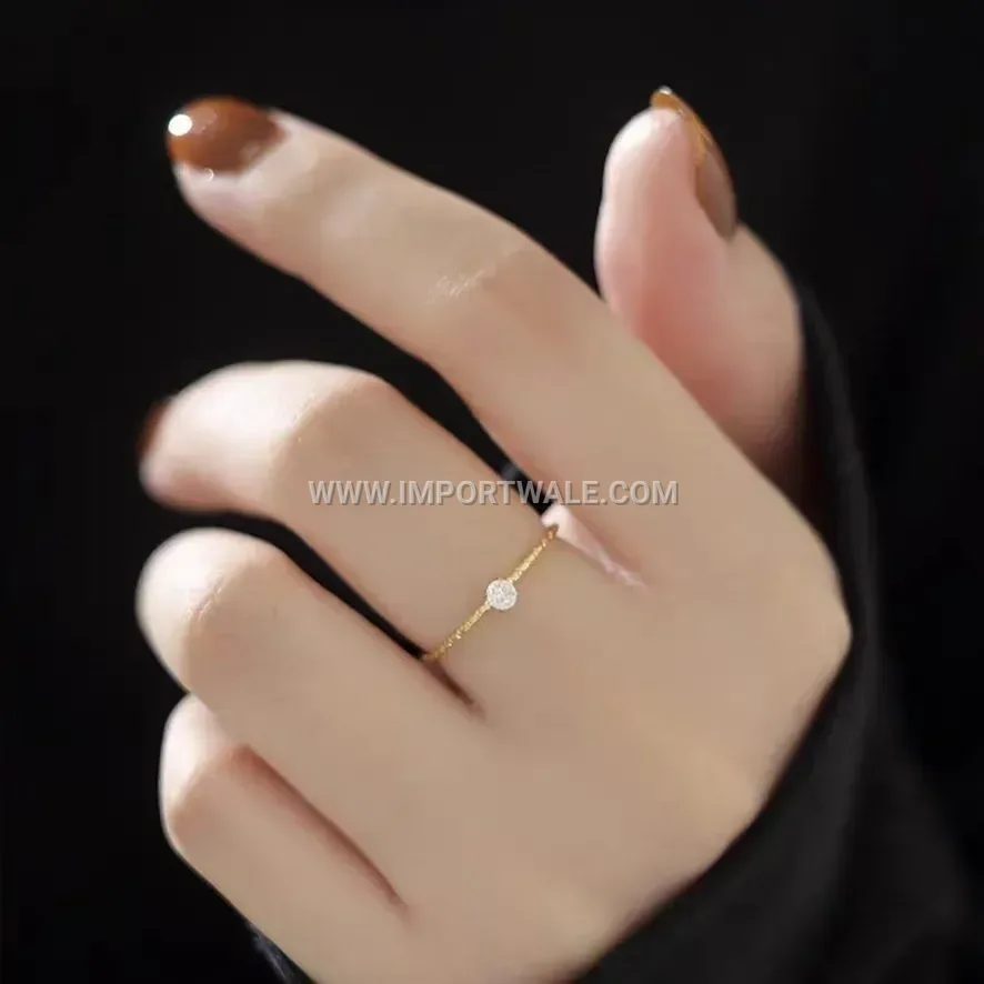 Dainty Stainless Steel Crystal Accent Band Ring