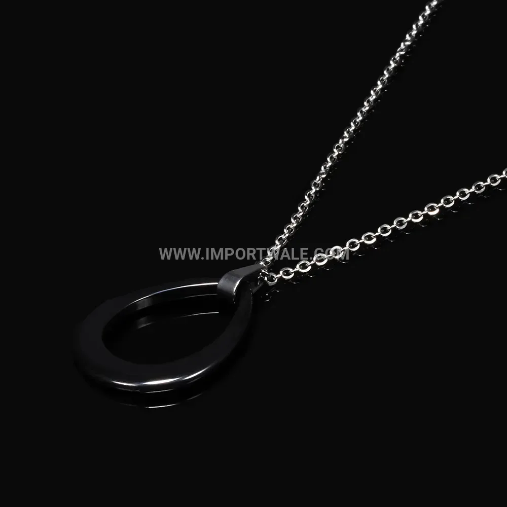 Minimalist Teardrop Cutout Ceramic and Titanium Steel Pendant Necklace