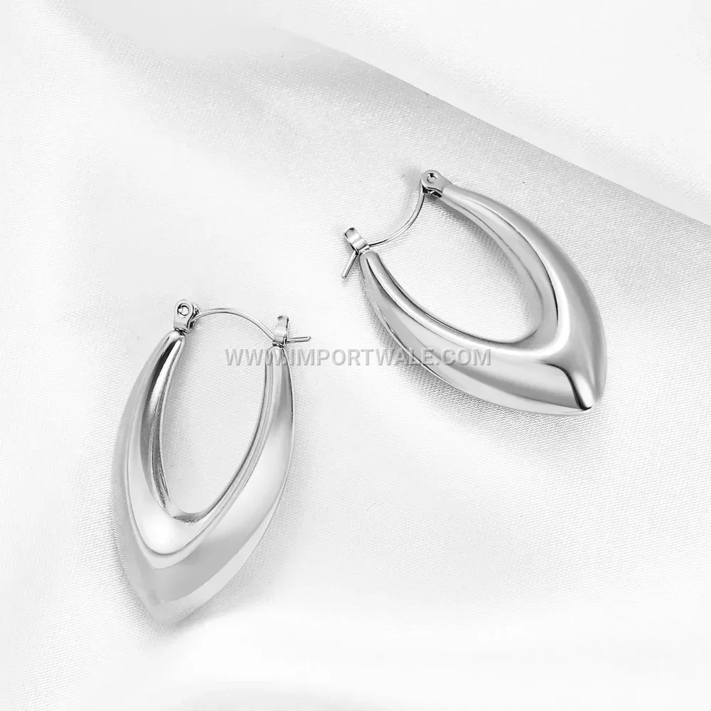 Retro Hollow V-Shape Smooth Stainless Steel Earrings
