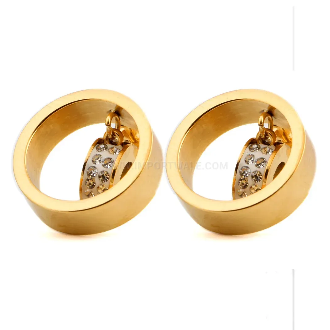 Bold Multi-Layer Cutout Crystal Round Stainless Steel Stud Earrings
