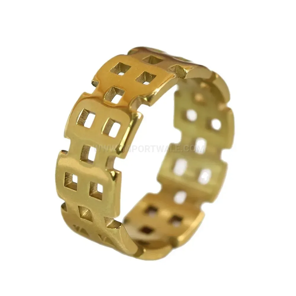 Modern Hollow Watch Strap Style Stainless Steel Band Ring