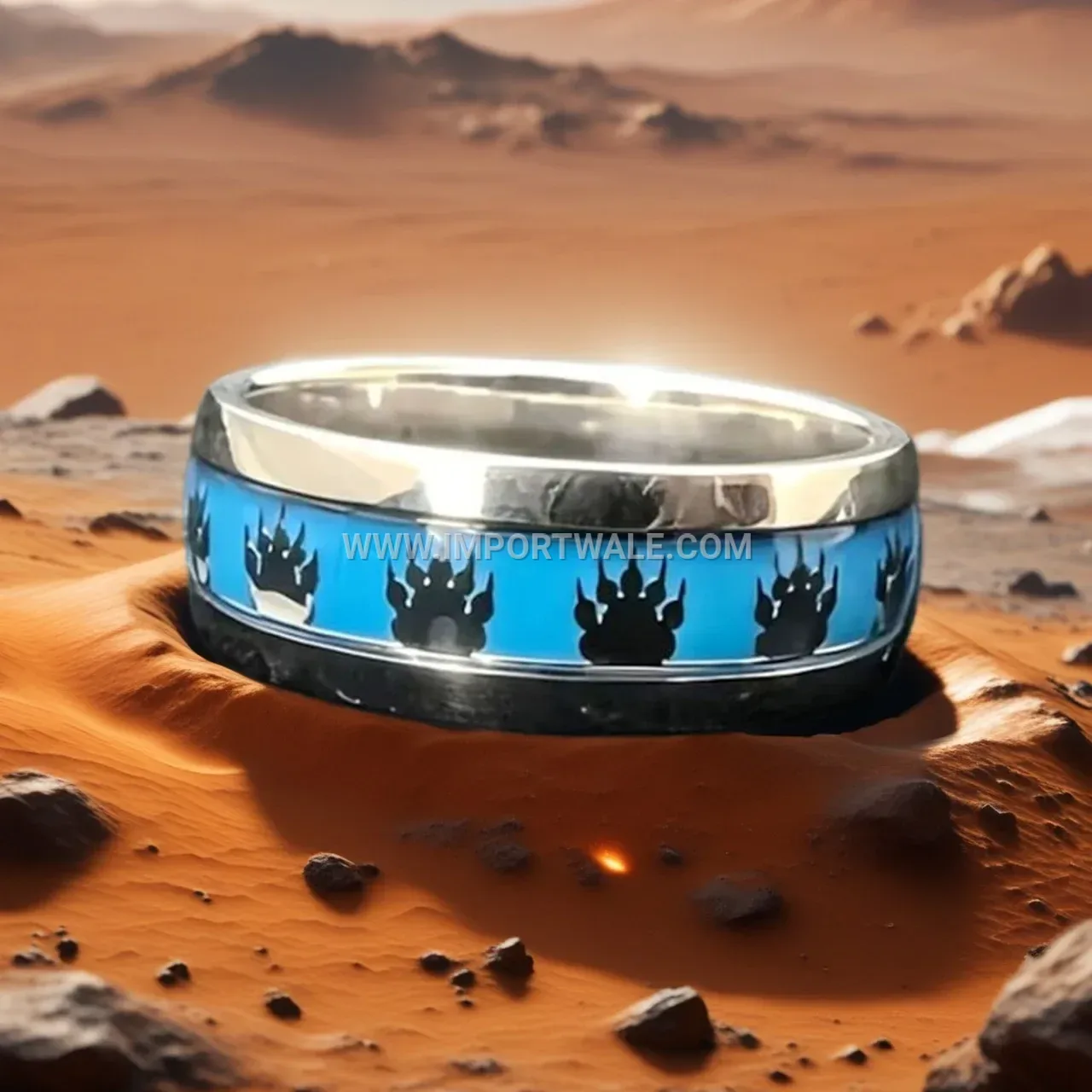 Punk Style Epoxy Inlay Stainless Steel Motif Ring