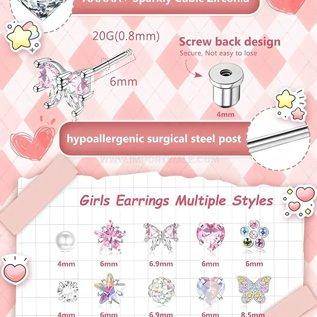Modern Colorful Zircon Star and Butterfly Stainless Steel Earring Set