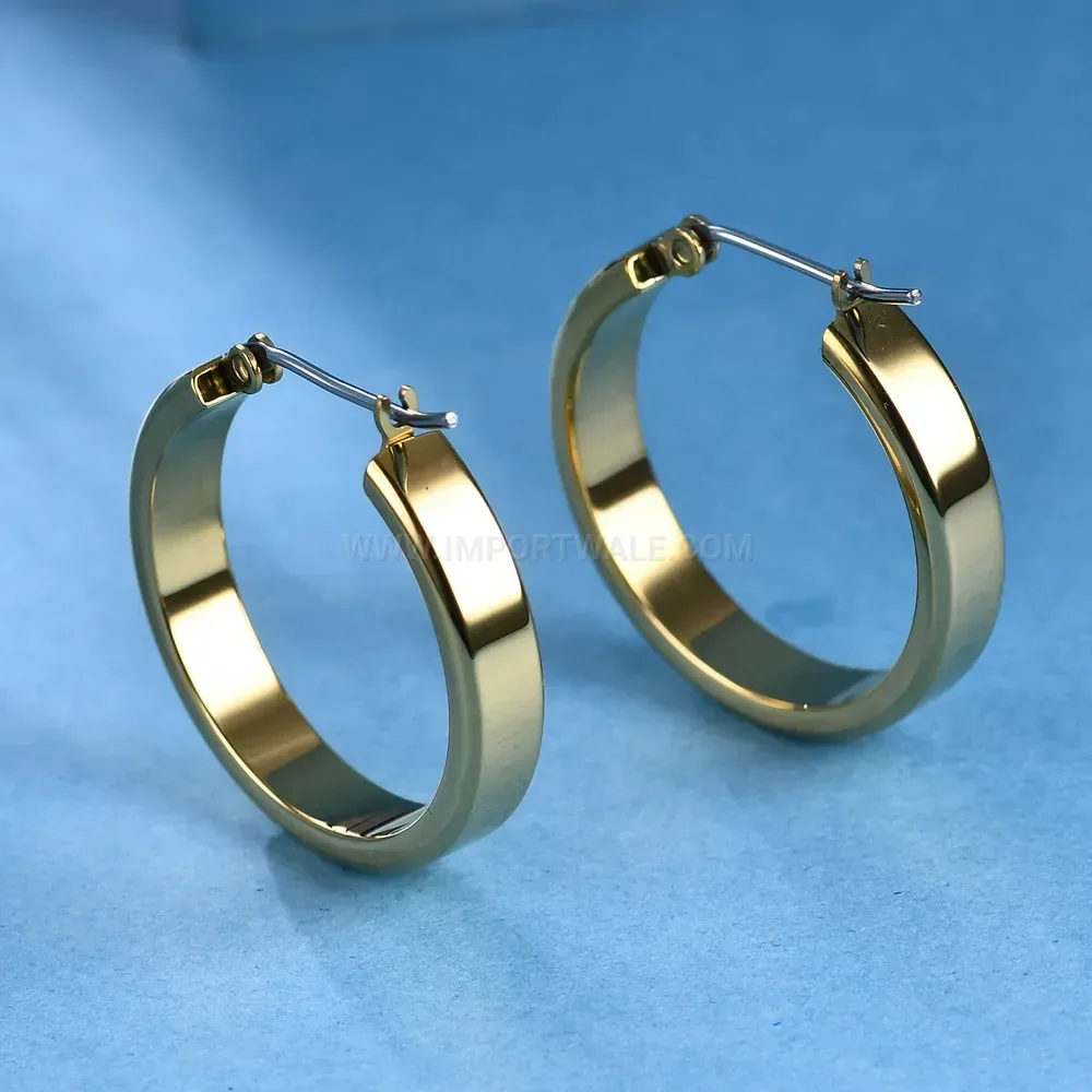 Modern Classic Gold Plated Stainless Steel Round Stud Earrings