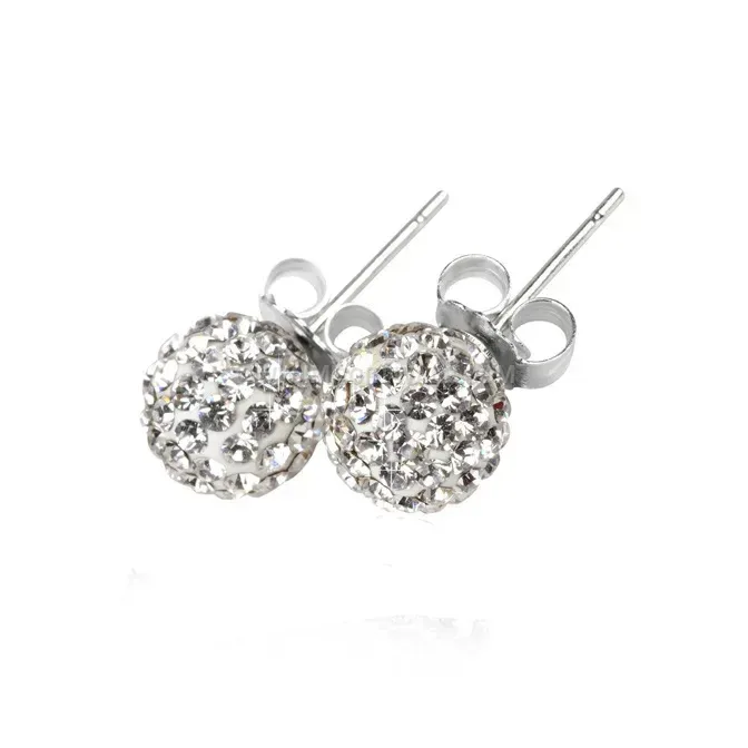 Stainless Steel Crystal Rhinestone Ball Stud Earrings