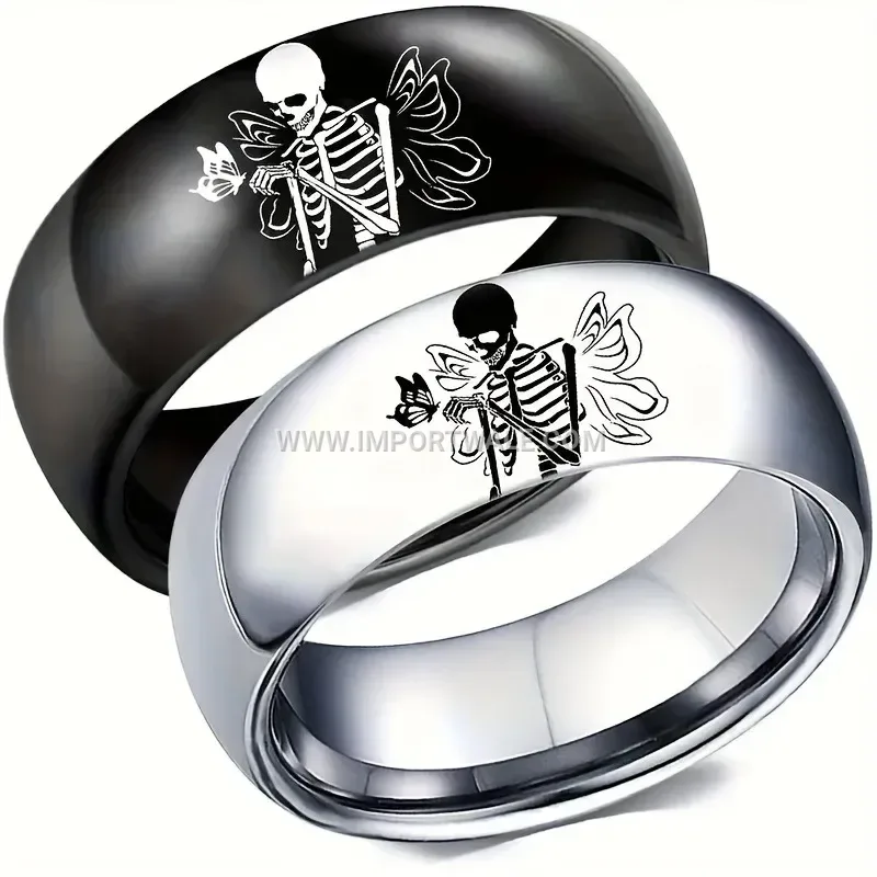 Stainless Steel Skeleton Band Ring with Curved Edges