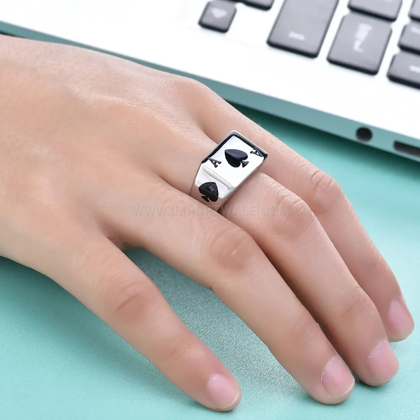 Trendy Ace of Spades Polished Stainless Steel Ring