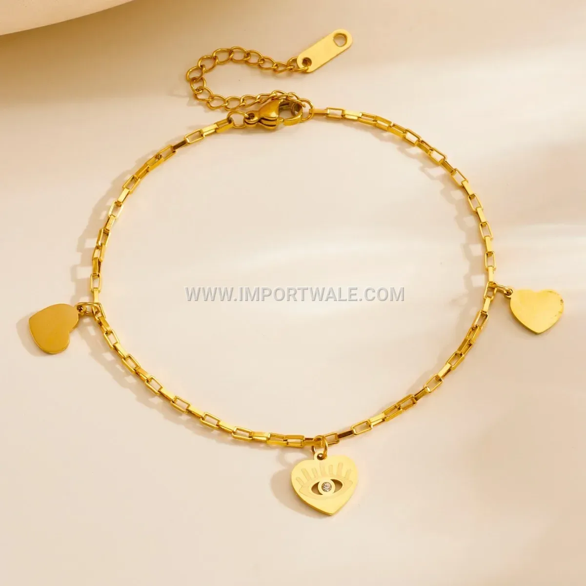 Minimalist Stainless Steel Heart Dangle Anklet Chain