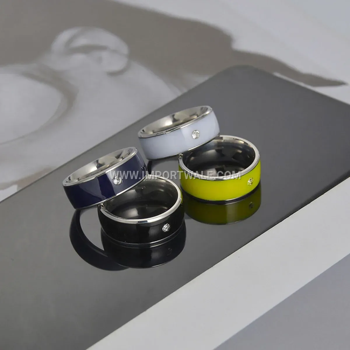 Minimalist Stainless Steel Enamel Band Ring 8mm