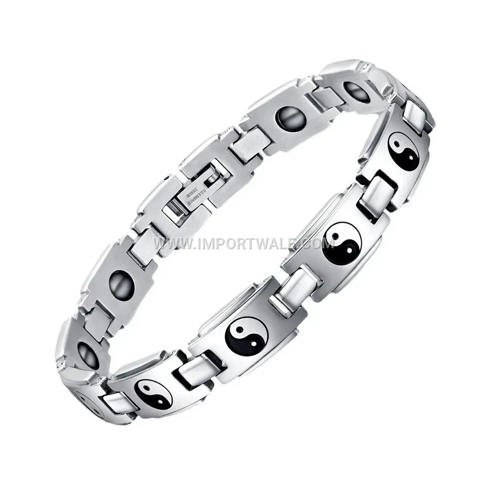 Vintage Stainless Steel Hematite Magnetic Health Bracelet