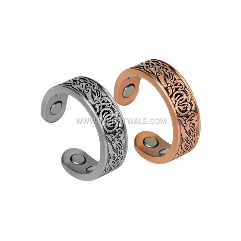 Engraved Celtic Dragon Pattern Pure Copper Magnetic Ring