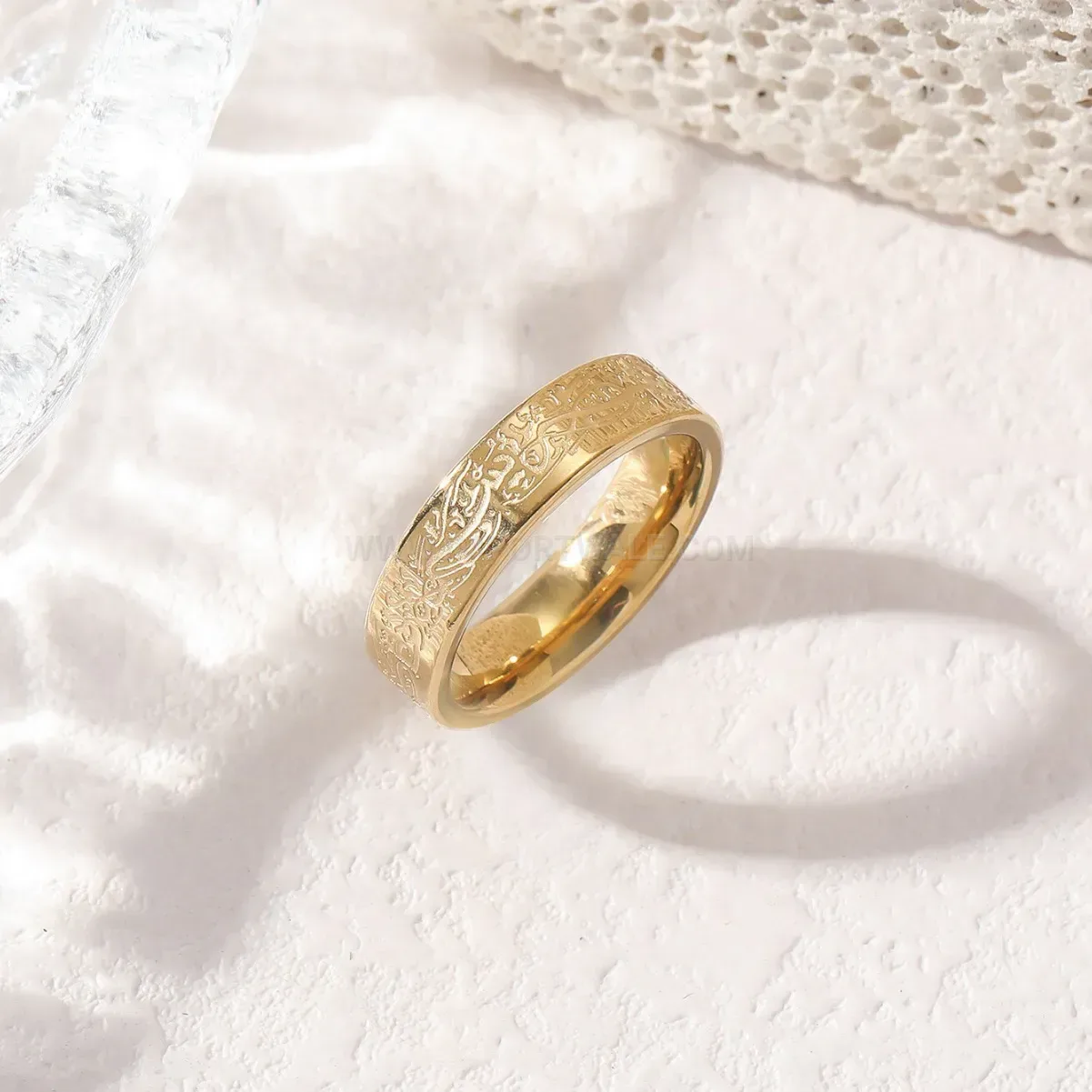 Waterproof Stainless Steel Islamic Ayatul Kursi Band Ring
