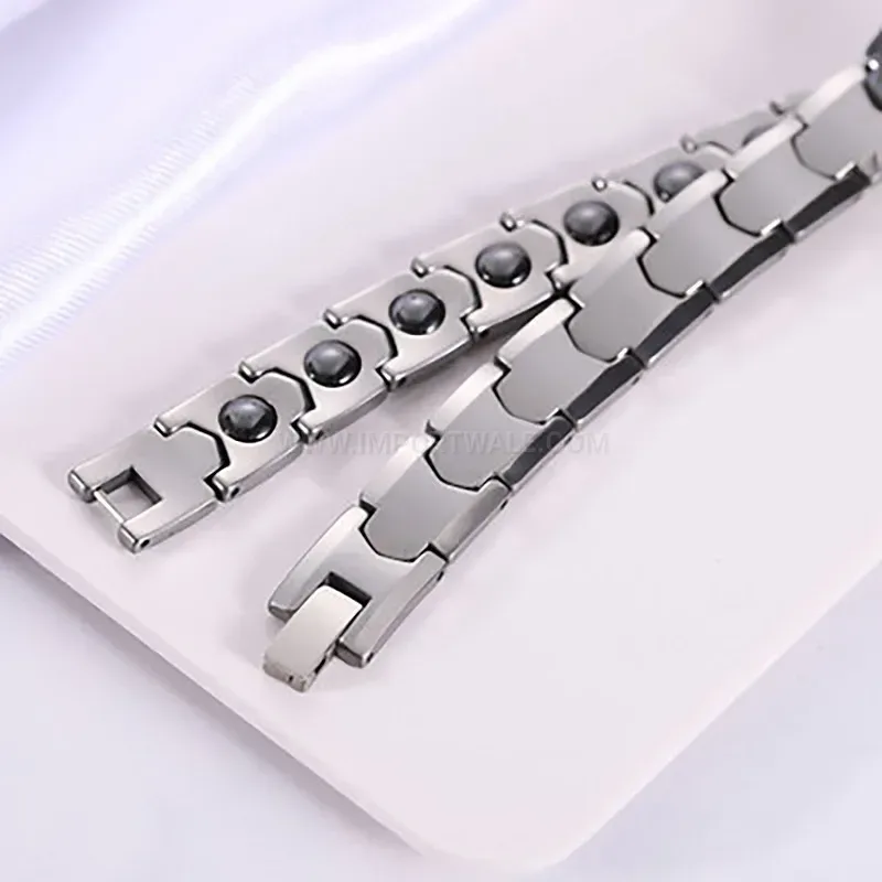 Modern Elegantly Polished Titanium Hematite Bio Energy Bracelet
