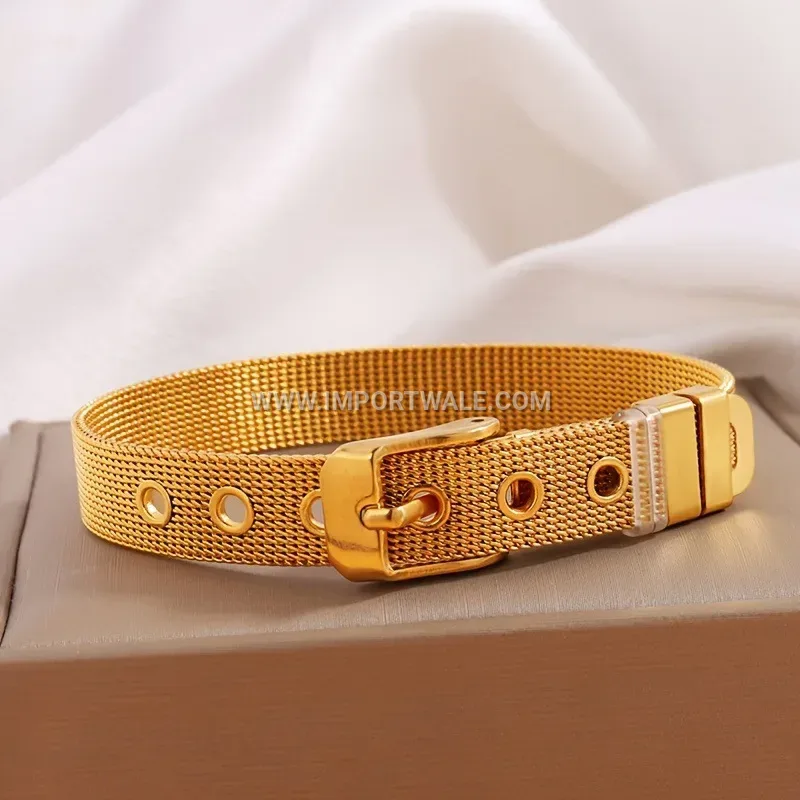 Gold Plated Titanium Steel Geometric Watch Strap Bracelet