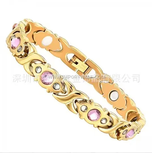 Women's Diamond-Set Titanium Steel Magnetic Link Bracelet