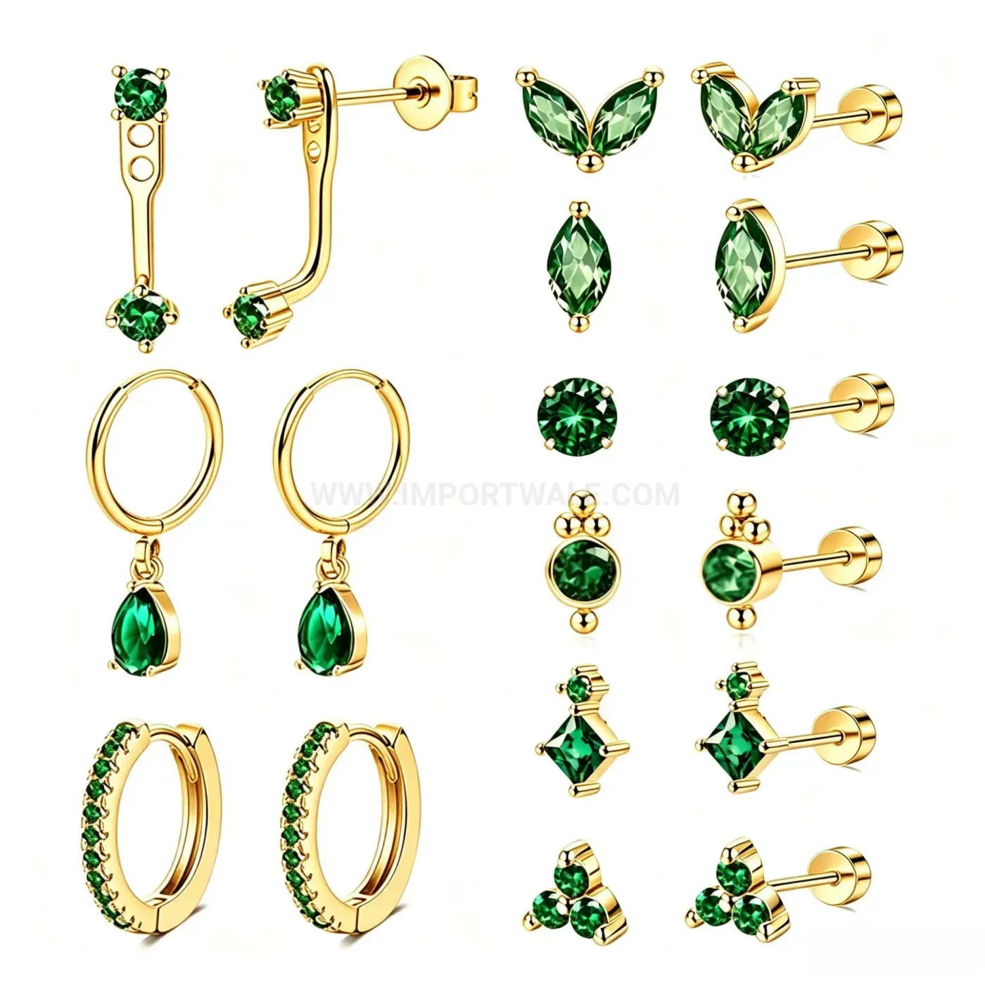 Trendy Delicate Stainless Steel Geometric Piercing Earring Set for Stacking
