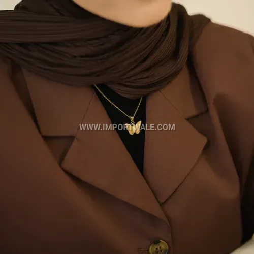18K Gold Plated Stainless Steel Arabic Calligraphy Butterfly Necklace