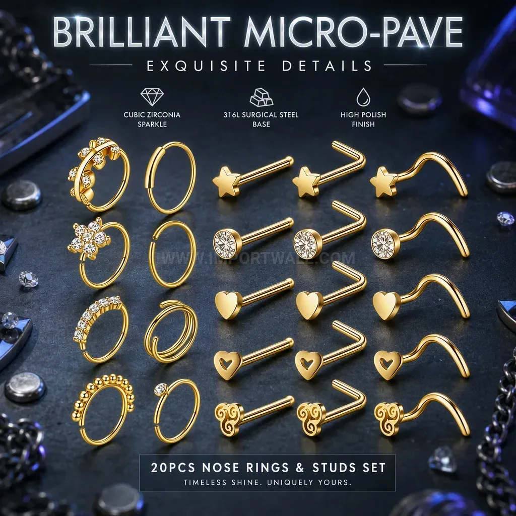 Premium Stainless Steel Geometric Open Nose Ring Piercing Jewelry