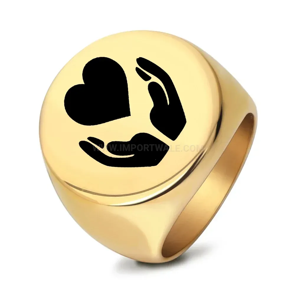Chic Laser Engraved Heart Motif Stainless Steel Ring