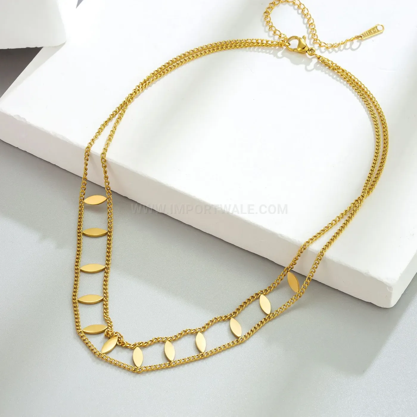 Designer Layered Titanium Steel Rhombus Pendant Choker Necklace