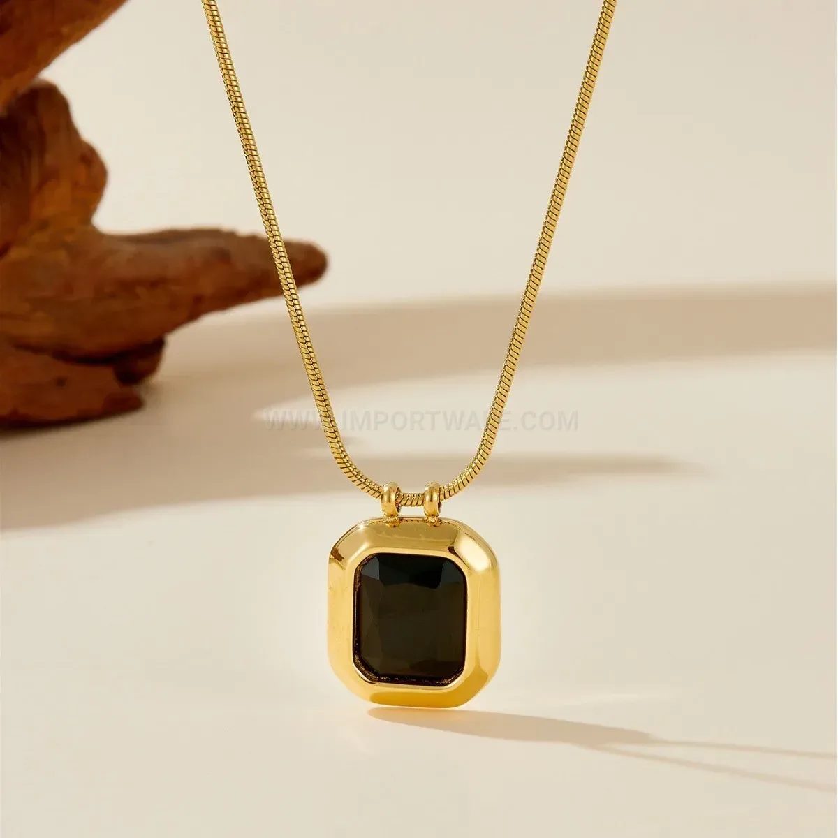 Classic Geometric Cubic Zirconia Titanium Steel Pendant Necklace