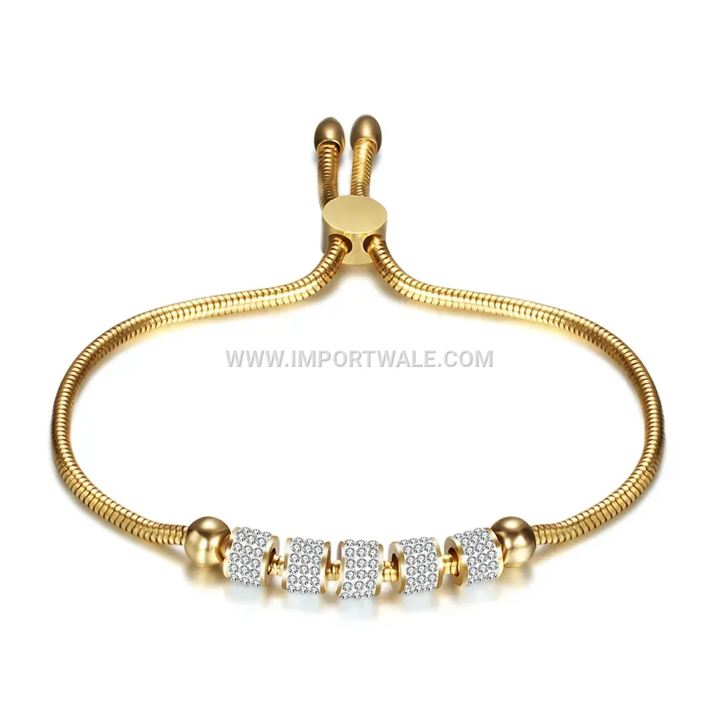 Adjustable Rhinestone Titanium Steel Snake Chain Bracelet