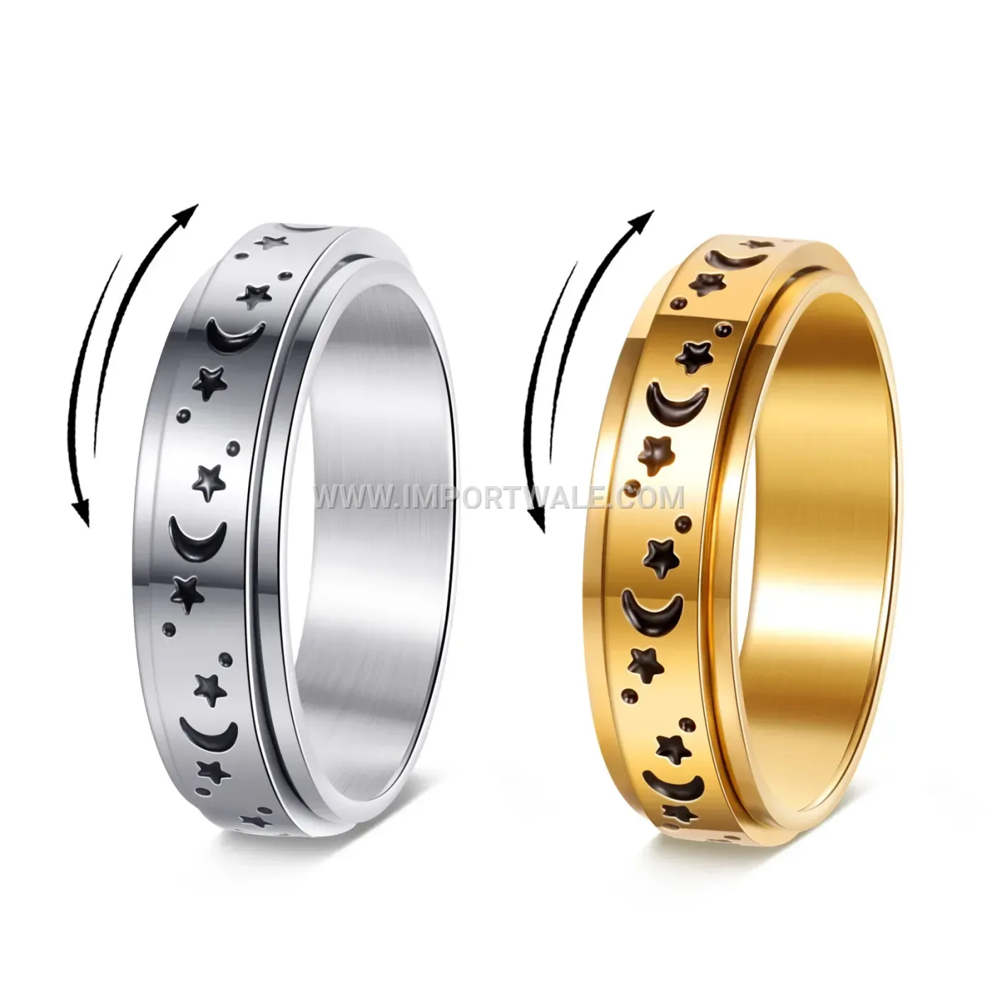 Spinner Celestial Stainless Steel Layered Ring