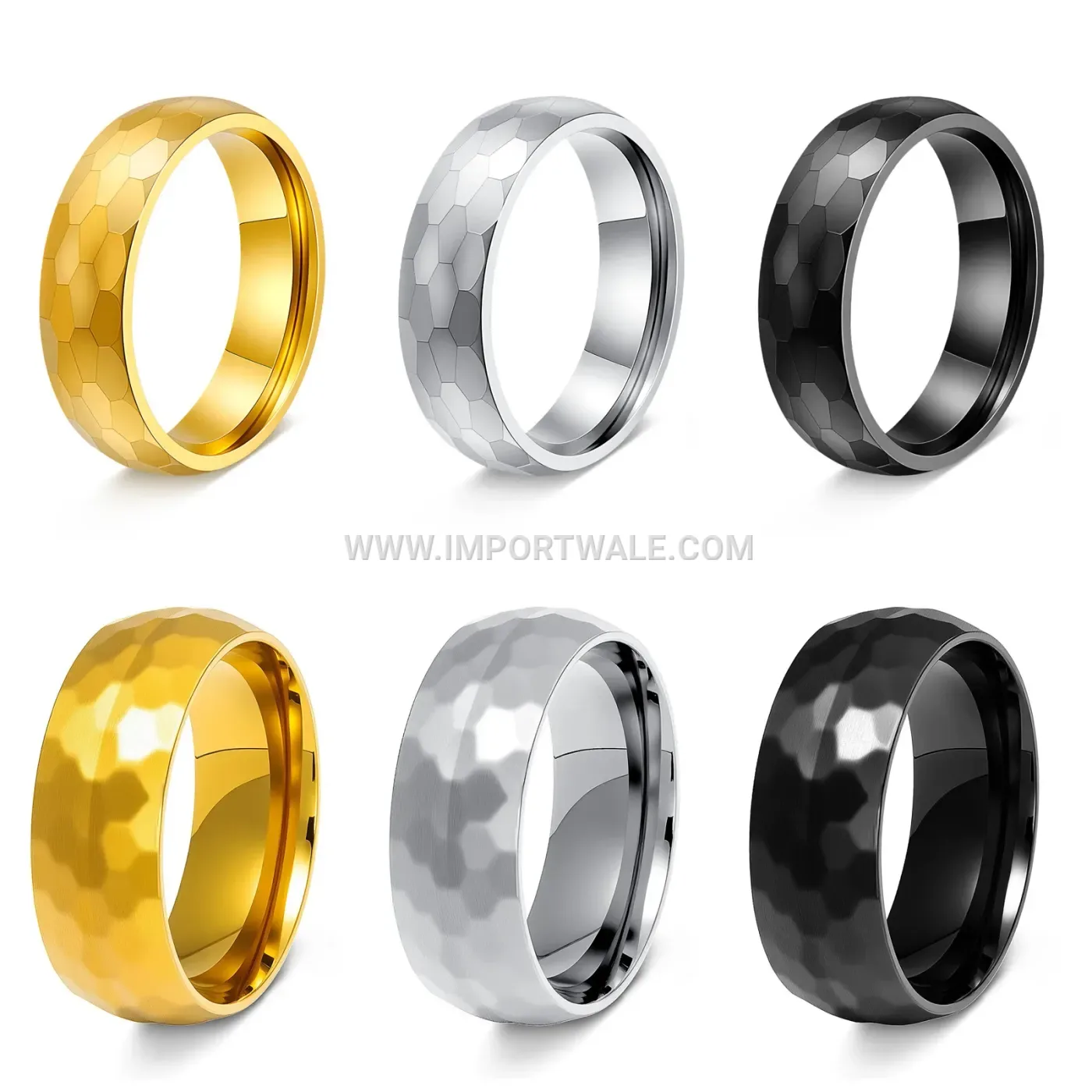 Hammered Texture 304 Stainless Steel Geometric Ring
