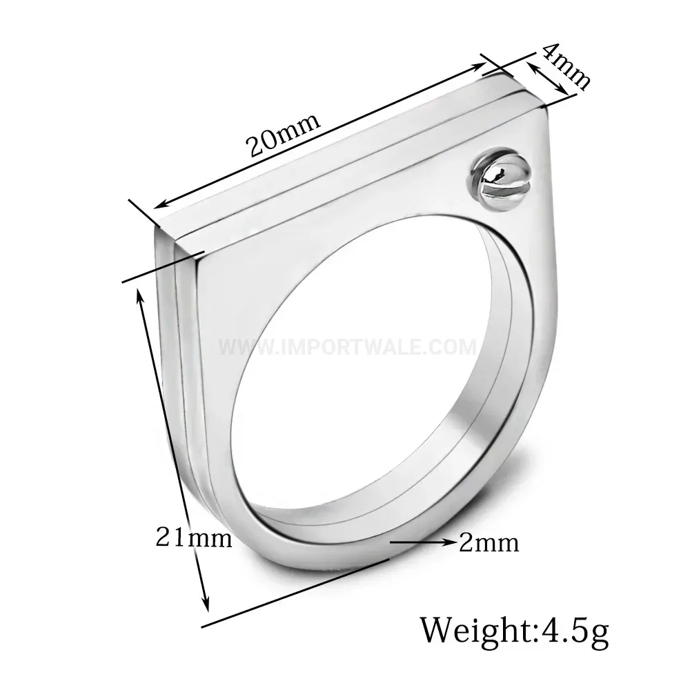 Elegant Double Layered Studded Stainless Steel Band Ring