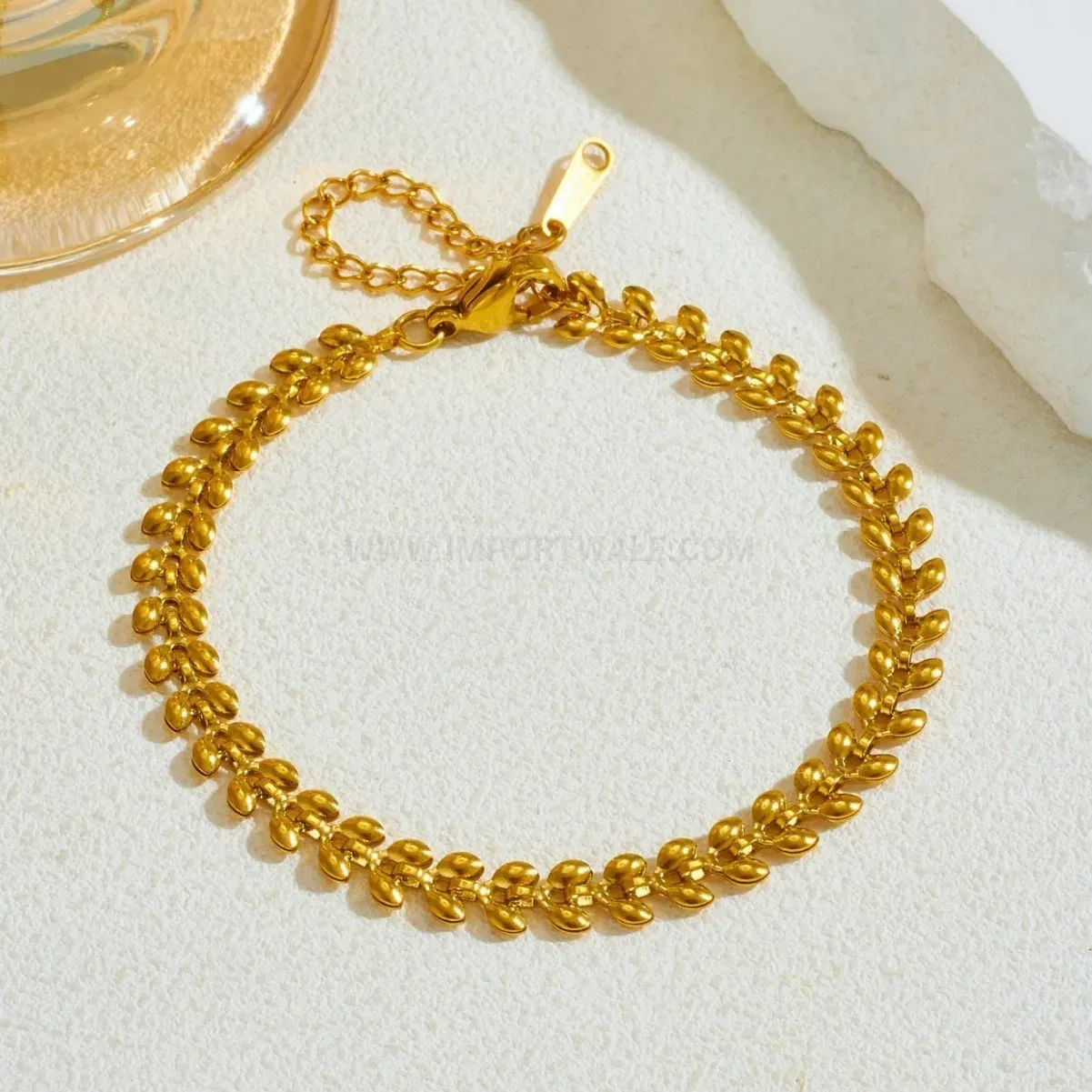 Stylish Gold Stainless Steel Wheat Ear Pendant Jewelry Set