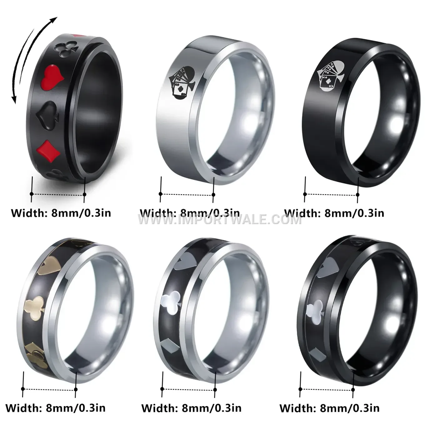 Playing Cards Ace Motif Stainless Steel Ring