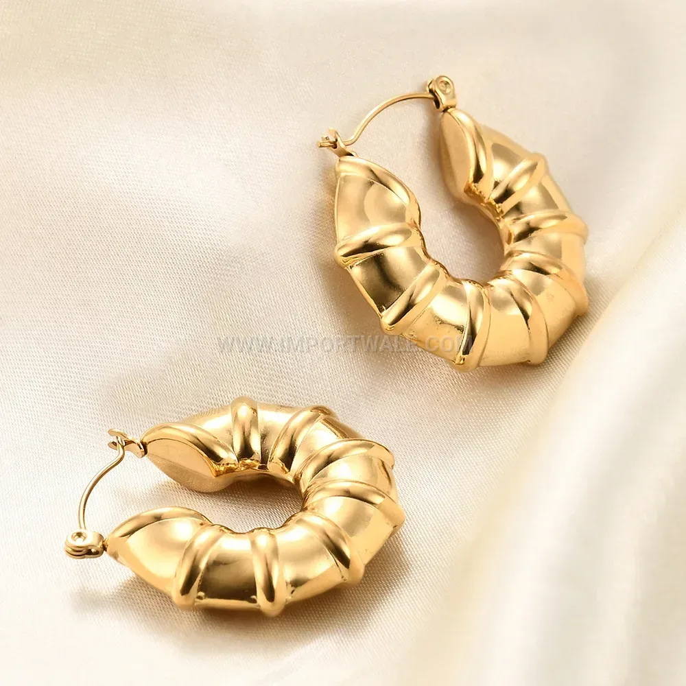 Retro Textured Geometric U-Shape Stainless Steel Earrings