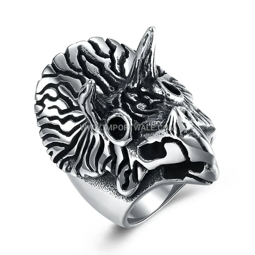 Stegosaurus Motif Stainless Steel Ring for Men