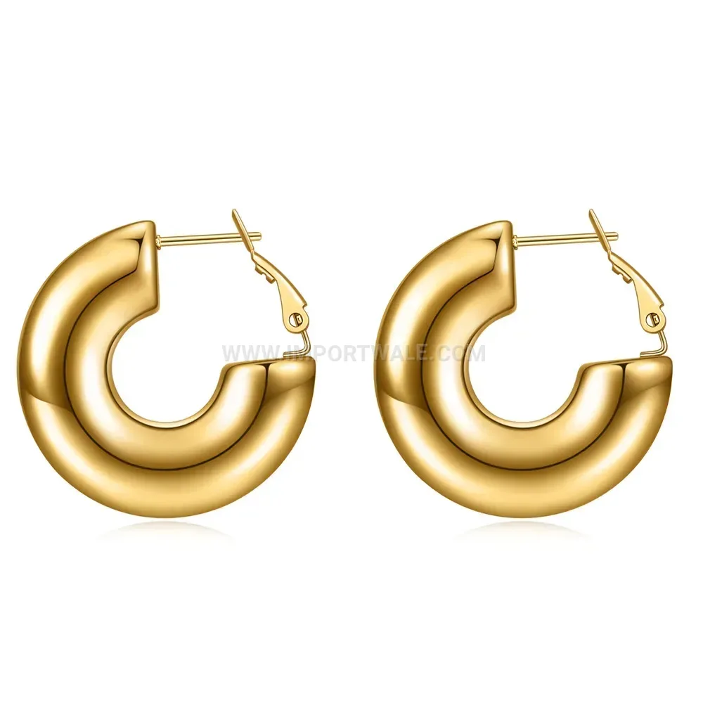 Chic U-Shaped Solid Bead Stainless Steel Earrings