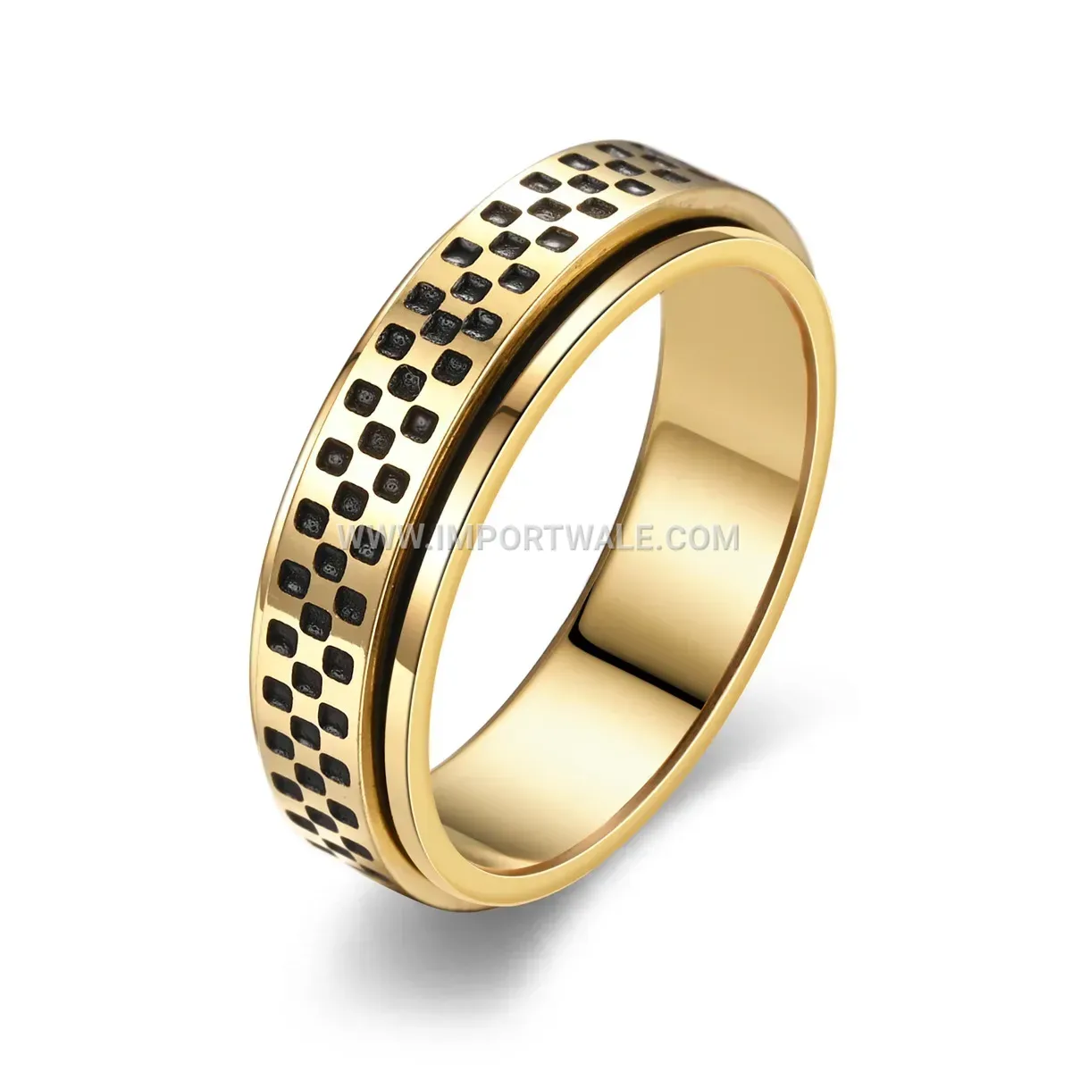 Rotatable Mosaic Stainless Steel Spinner Ring