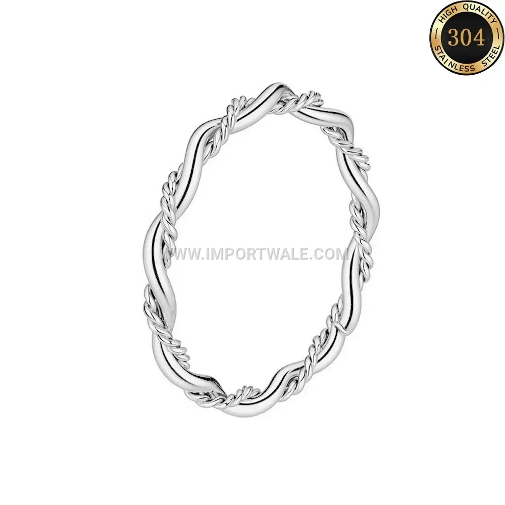 Intertwined Double Strand Twisted Gold Plated Stainless Steel Ring