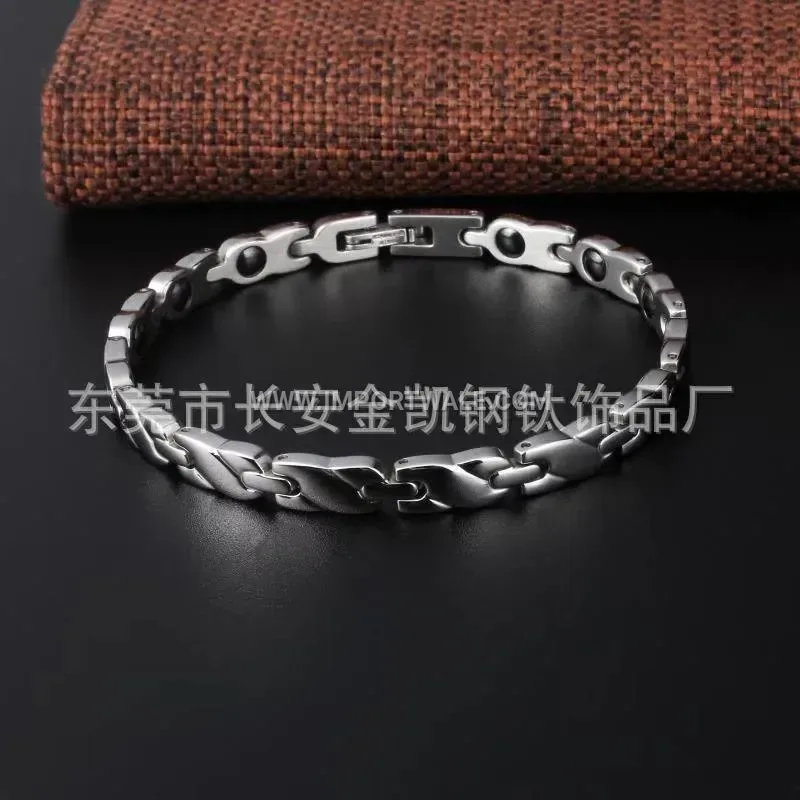 Women's Single Row Bio Magnetic Stainless Steel Link Bracelet
