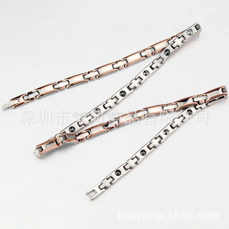 Classic Unisex Polished Titanium Magnetic Chain Necklace
