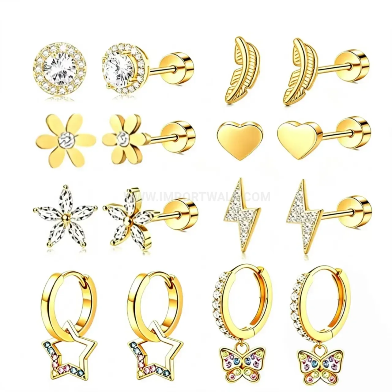 Elegant Minimalist Stainless Steel Piercing Stud Set