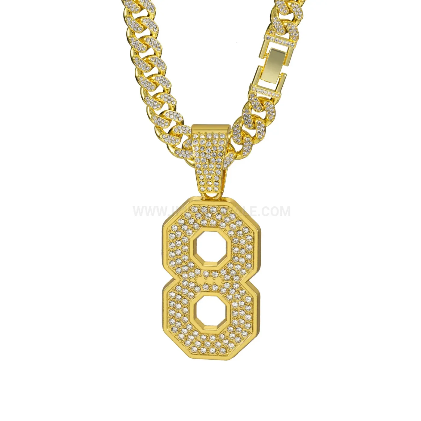 Rhinestone Number 8 Alloy Hip Hop Pendant