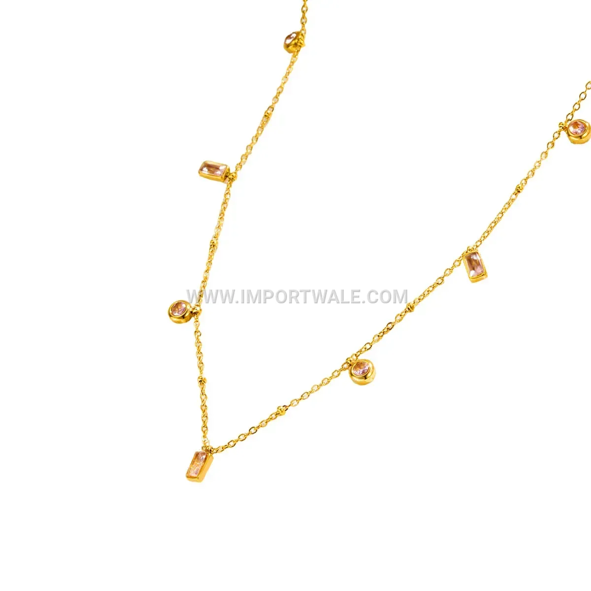 18K Gold Plated Stainless Steel Crystal Pendant Necklace