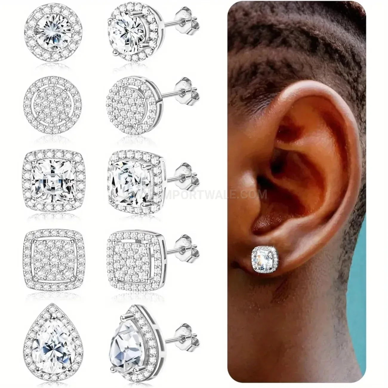 Fashion Stainless Steel Pave Cubic Zirconia Stud Earrings