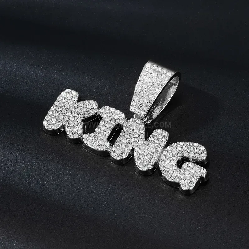 Iced Out King Letter Alloy Hip Hop Pendant
