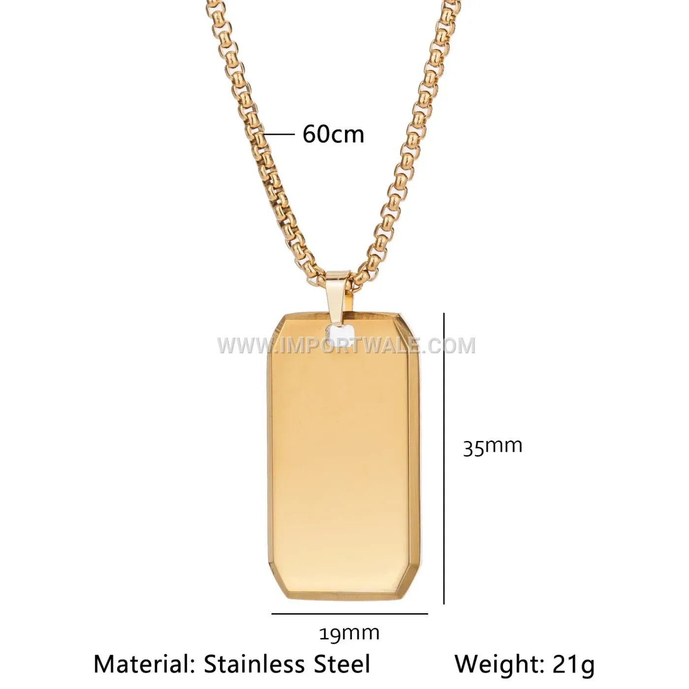 Smooth Geometric Square Stainless Steel Pendant Necklace for Men