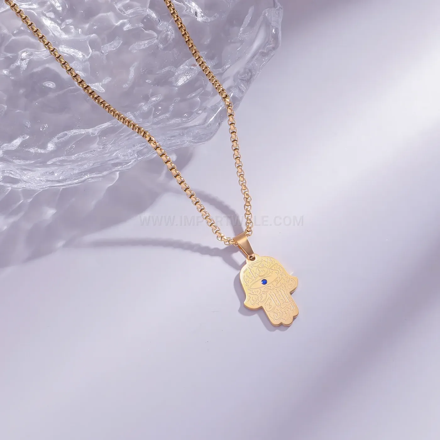 Bold Stainless Steel Arabic Calligraphy Pendant Necklace