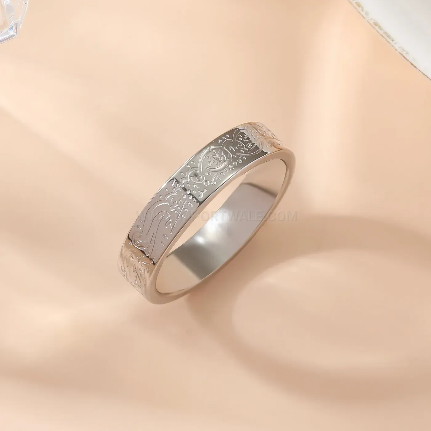 Stainless Steel Islamic Calligraphy Ayatul Kursi Band Ring