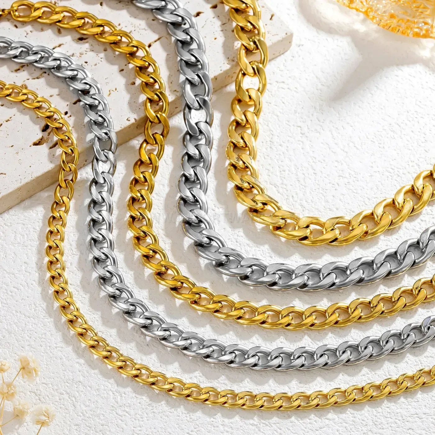 Modern Chunky Stainless Steel Cuban Link Chain Choker Necklace