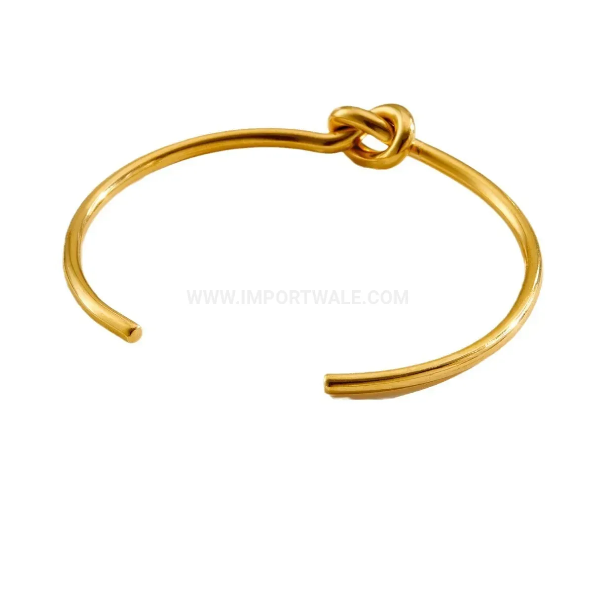 Fashion Minimalist Gold Plated Stainless Steel Love Knot Open Bangle
