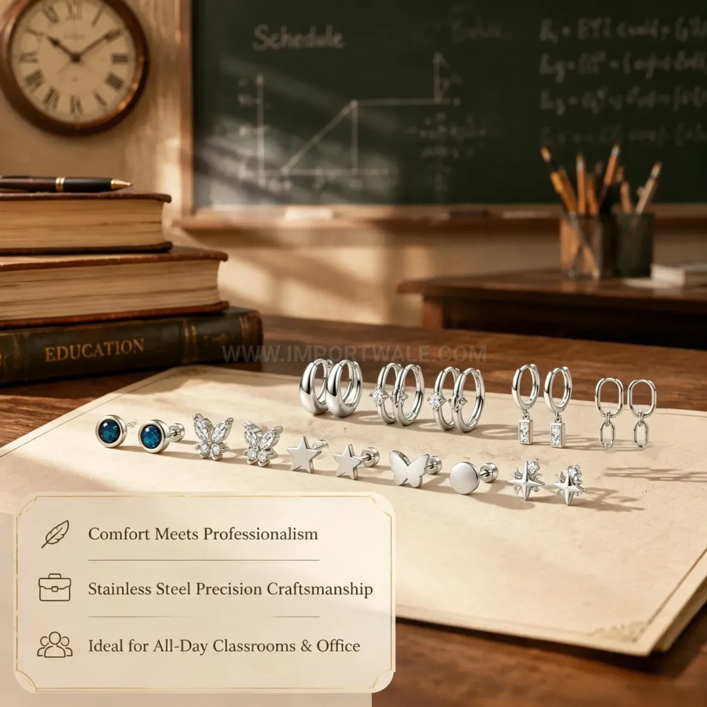 Classic Stainless Steel Butterfly Star Blue Crystal Piercing Set
